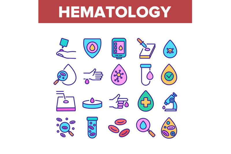 hematology-collection-elements-icons-set-vector