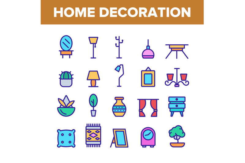 collection-home-decoration-items-vector-icons-set