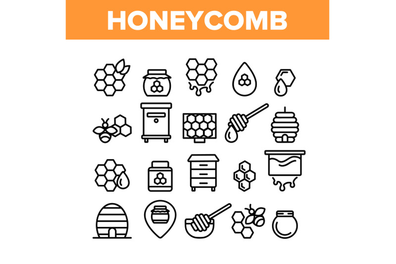 honeycomb-collection-elements-icons-set-vector