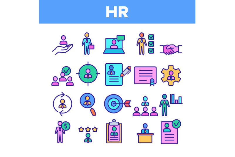 color-hr-human-resources-icons-set-vector