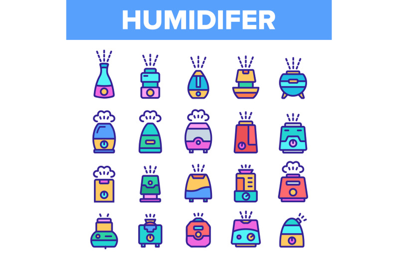 color-different-humidifier-icons-set-vector