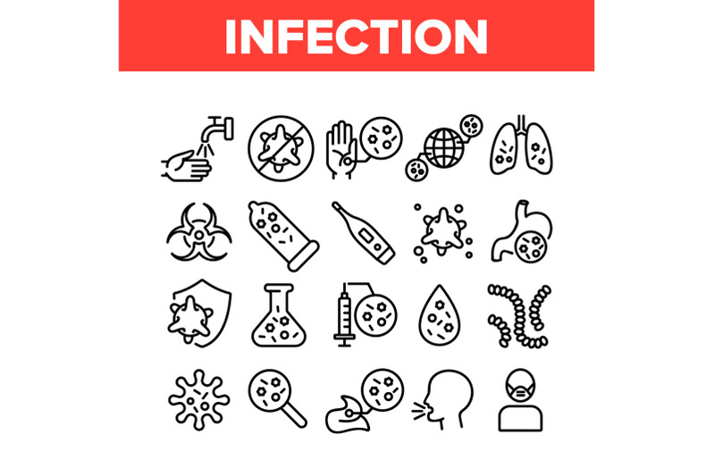 infection-and-disease-collection-icons-set-vector