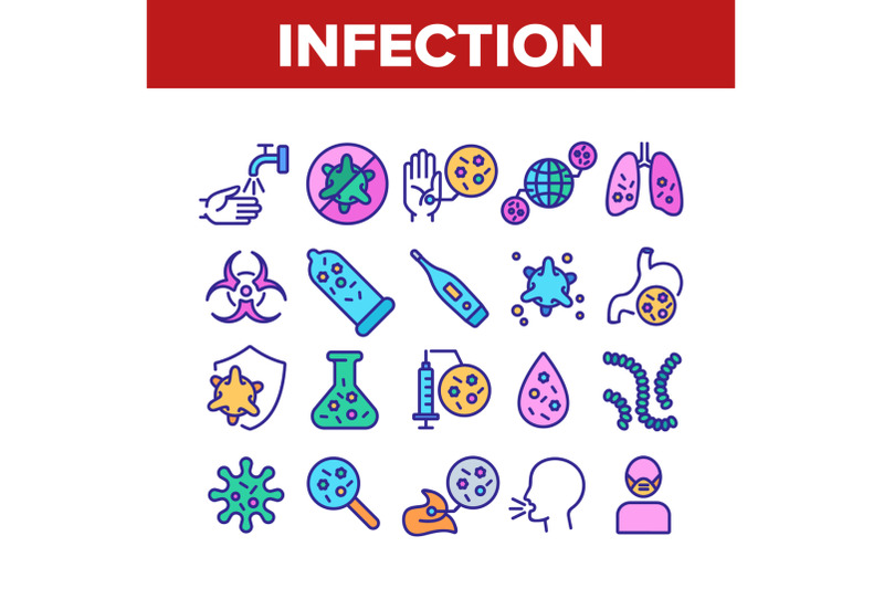 infection-and-disease-collection-icons-set-vector