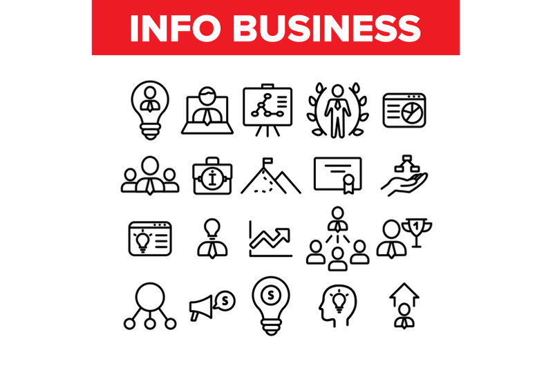 info-business-collection-elements-icons-set-vector