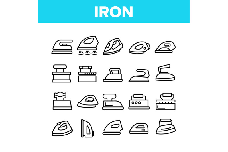 iron-electrical-tool-collection-icons-set-vector