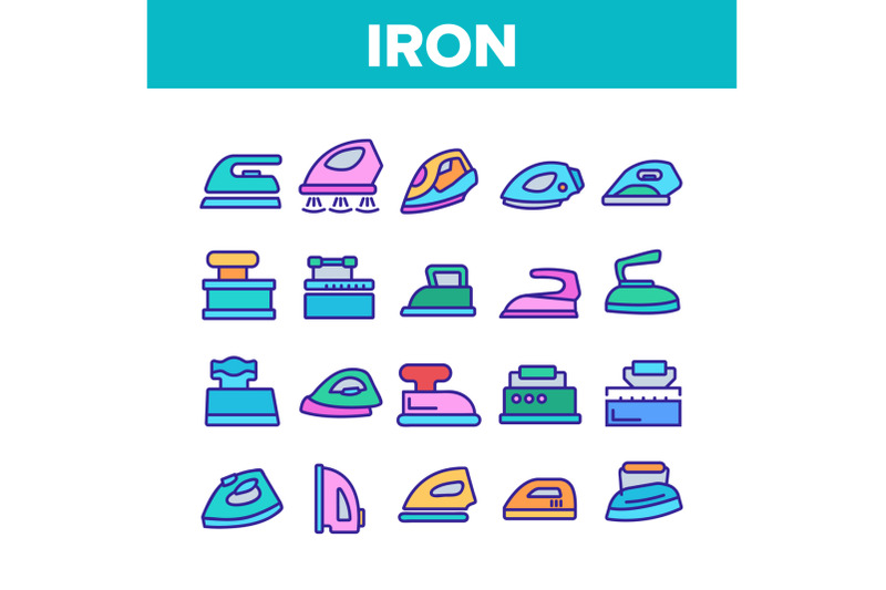 iron-electrical-tool-collection-icons-set-vector