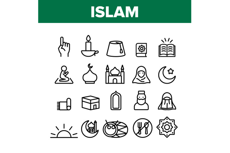 islam-religion-arab-collection-icons-set-vector