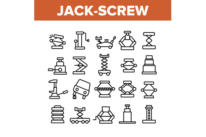 jack-screw-equipment-collection-icons-set-vector