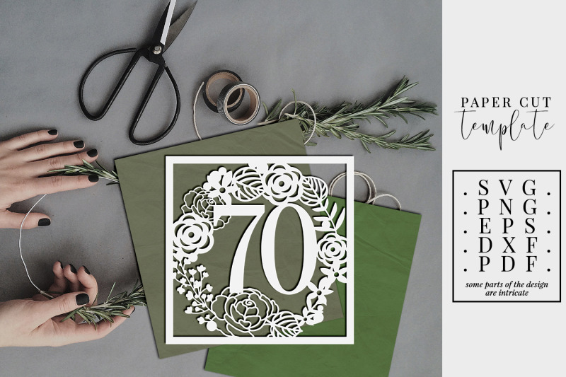 70-birthday-square-papercut-template-70th-birthday-svg-pdf