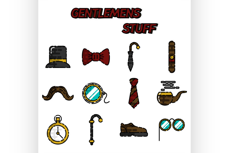 gentlemens-vintage-stuff-flat-icon-set