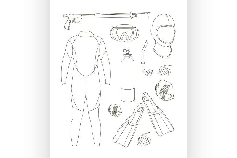 vector-icons-set-of-diving-equipment