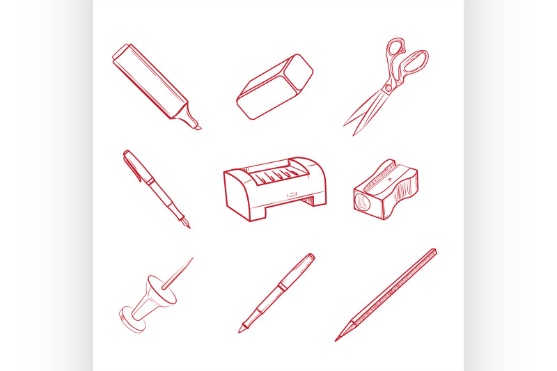 hand-drawn-office-equipment-icons