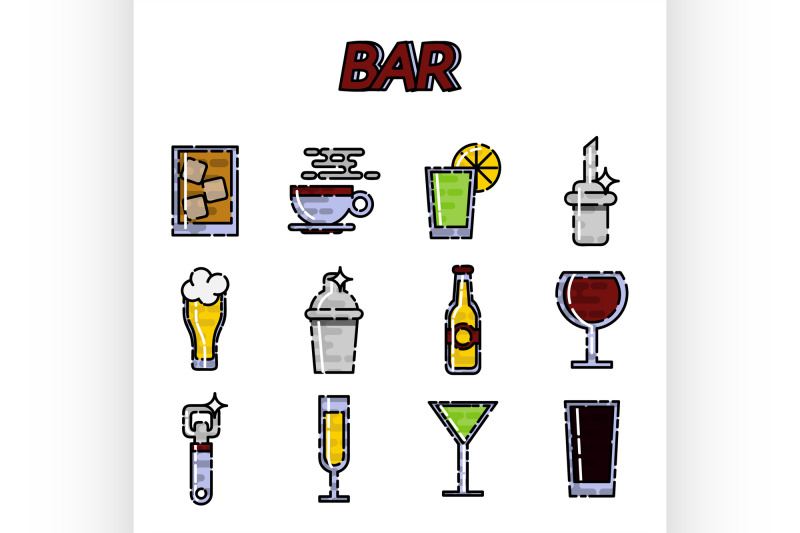 bar-flat-icons-set