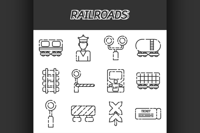 railroads-icons-set