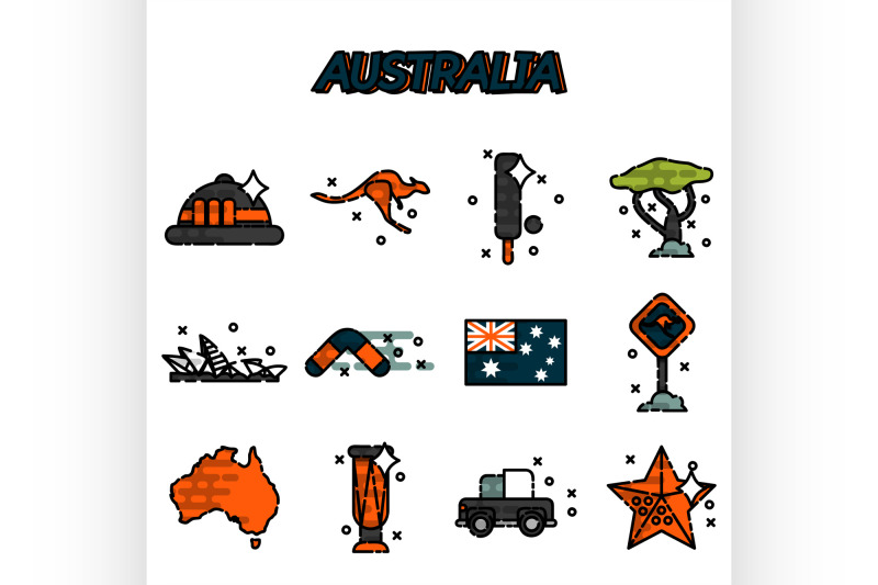 australia-flat-icons-set