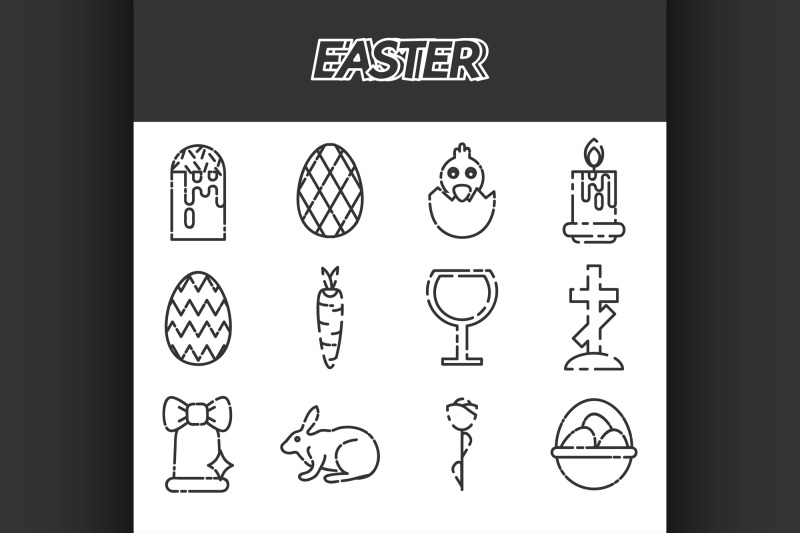 easter-icons-set-over-white