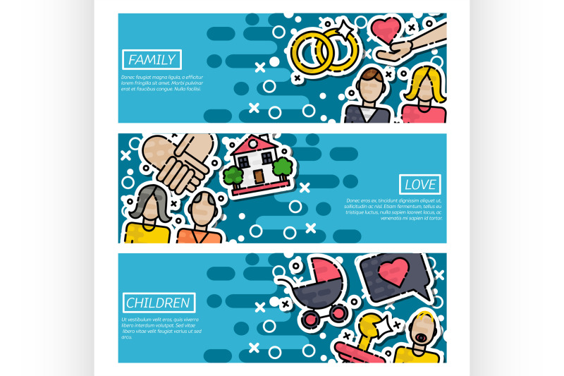 set-of-horizontal-banners-about-family