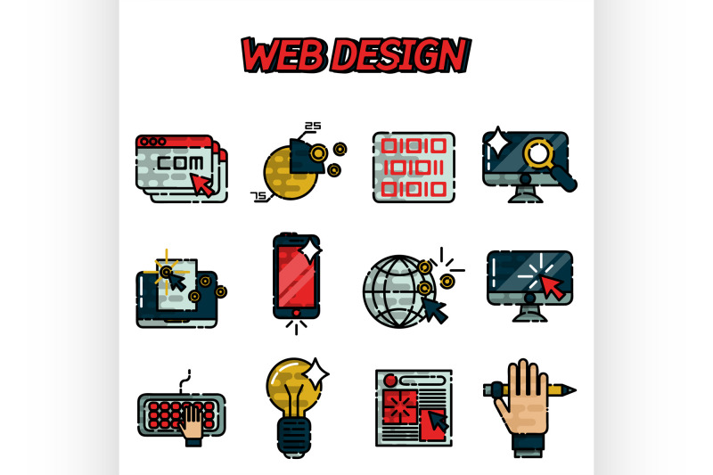 web-design-flat-icons-set