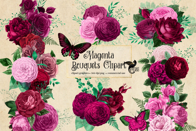 magenta-bouquets-clipart