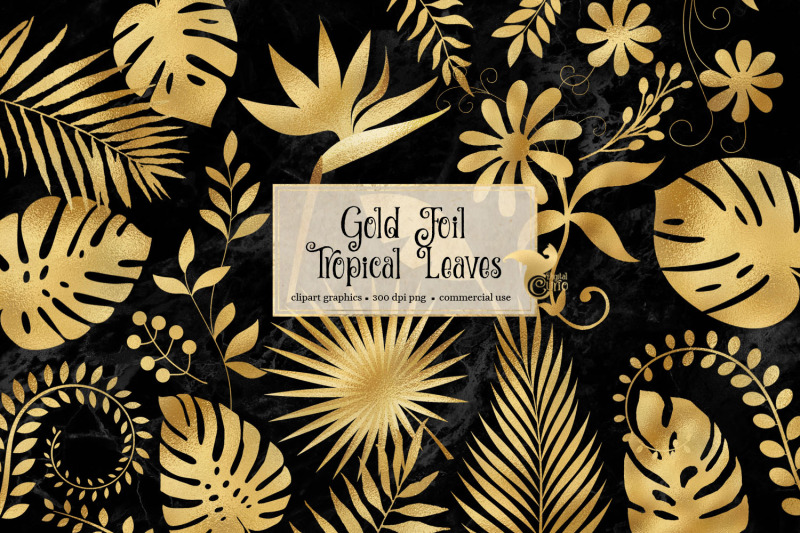 gold-foil-tropical-leaves-clipart