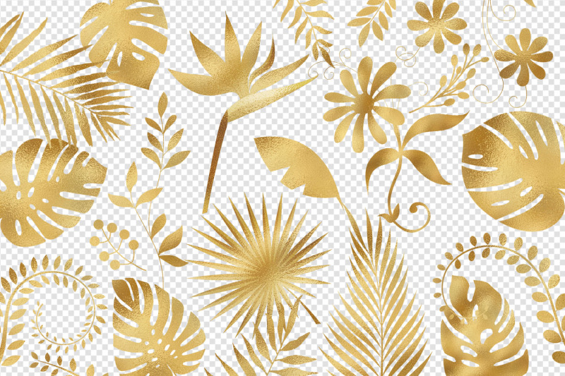 gold-foil-tropical-leaves-clipart