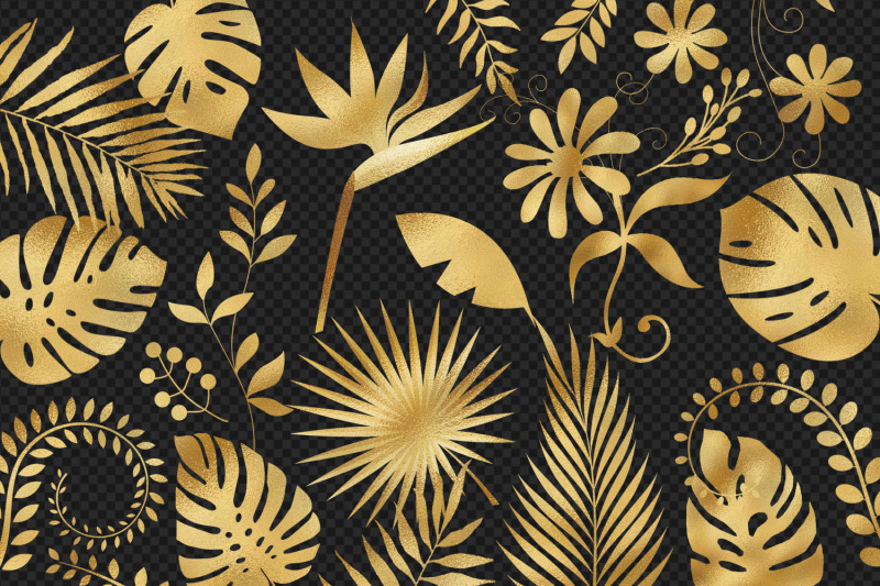 gold-foil-tropical-leaves-clipart