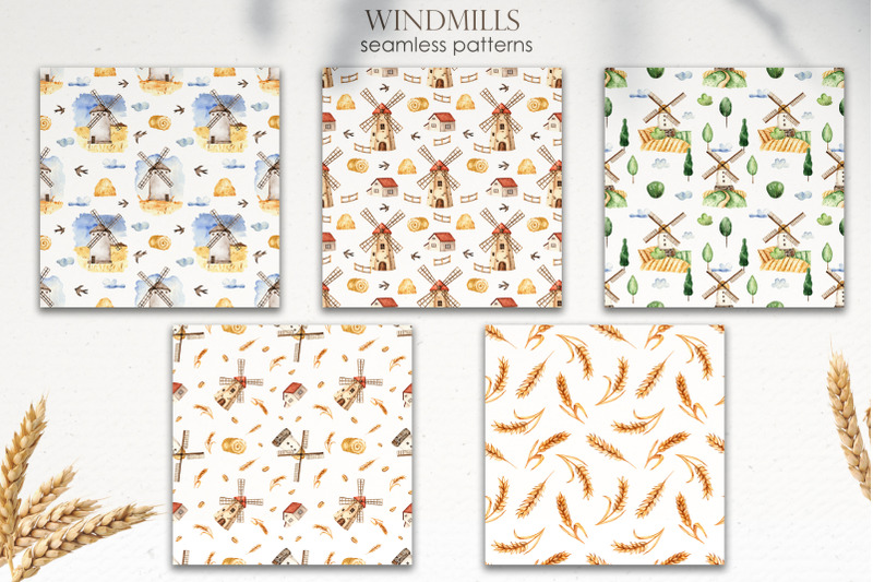windmills-watercolor-clipart-cards-frames-wreaths-patterns