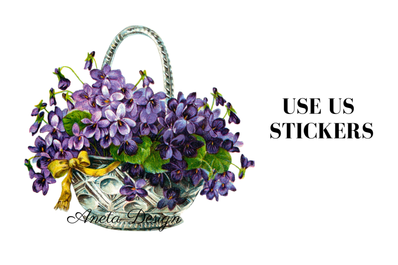 3-baskets-with-vintage-flowers-vintage-plant-decor-purple
