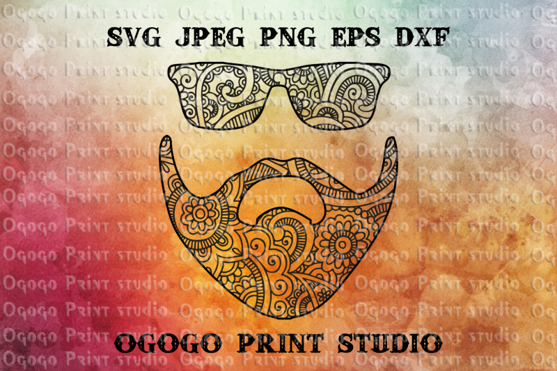 Download Beard SVG, Mustache SVG, Zentangle SVG, Mandala Svg, Father By Ogogo Print | TheHungryJPEG.com