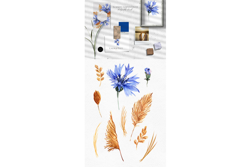 watercolor-cornflower-blue-floral-clipart-rustic-wedding-invitation
