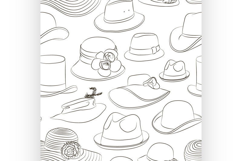 vector-set-of-man-and-woman-hats-pattern