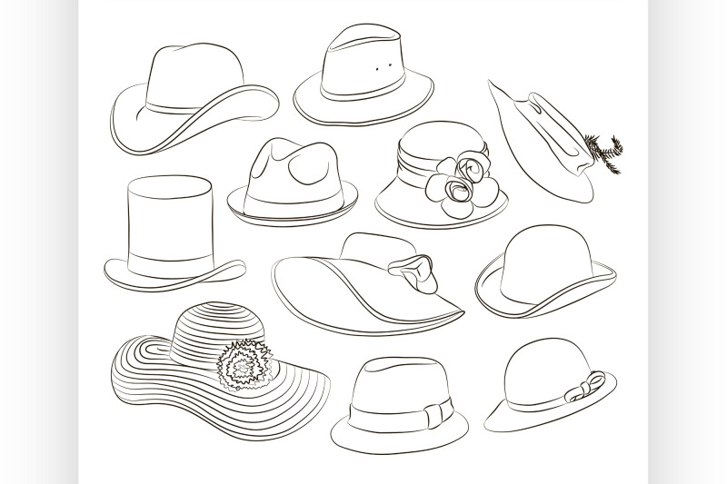 vector-set-of-man-and-woman-hats