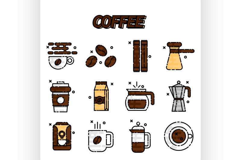 coffee-flat-icons-set