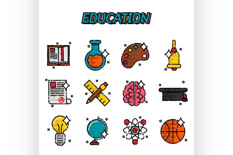 education-flat-icons-set
