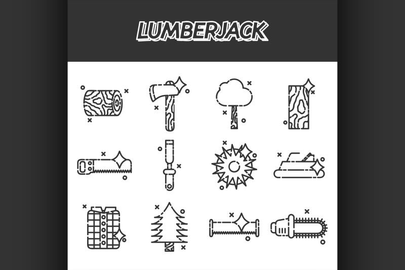 lumberjack-flat-icon-set