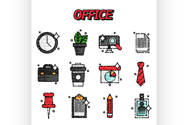 office-flat-icons-set