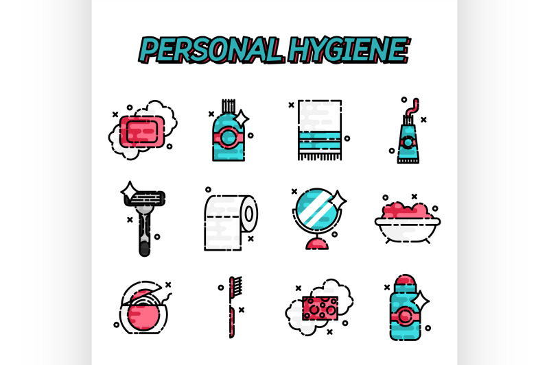 personal-hygiene-flat-icons-set