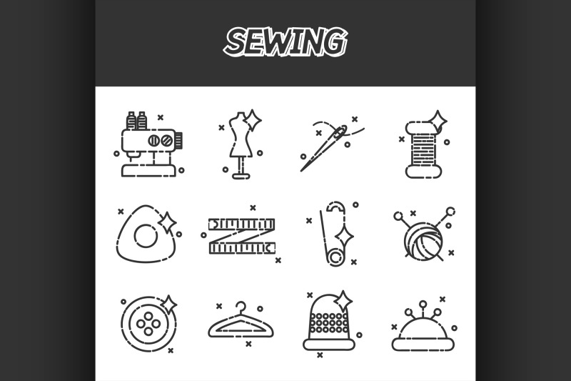 sewing-flat-icons-set