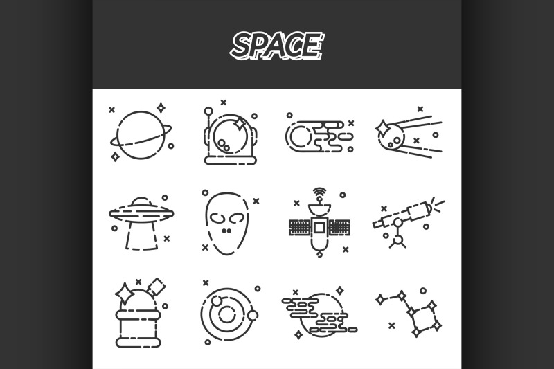 space-flat-icons-set