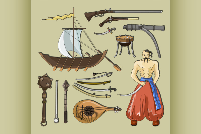 vector-set-of-cossacks-objects