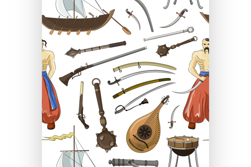 vector-set-of-cossacks-objects-pattern