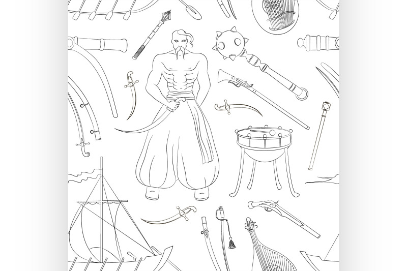 vector-set-of-cossacks-objects-pattern