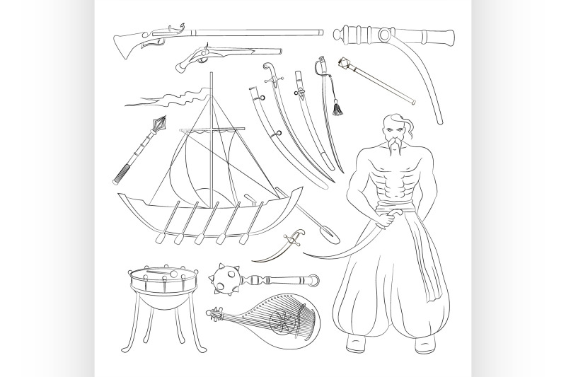 vector-set-of-cossacks-objects