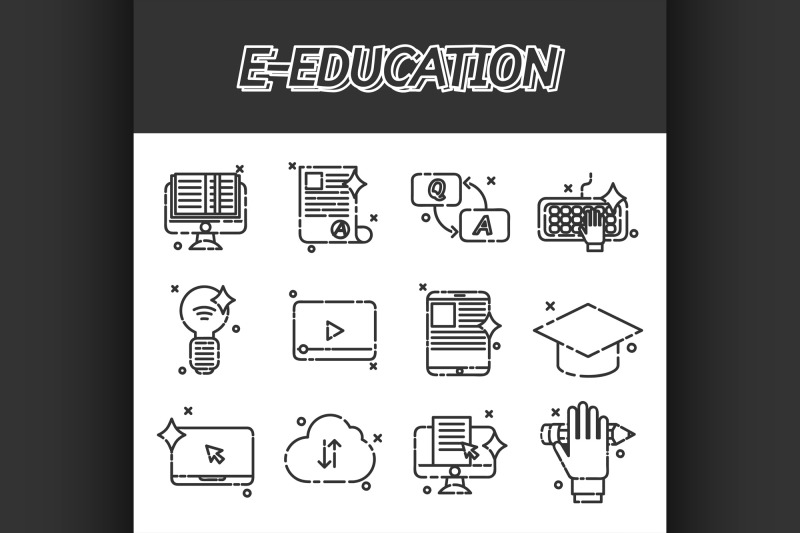 e-education-flat-icons-set