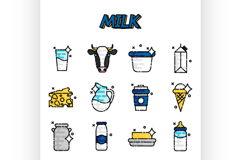 milk-flat-icons-set