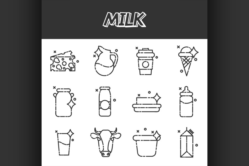 milk-flat-icons-set