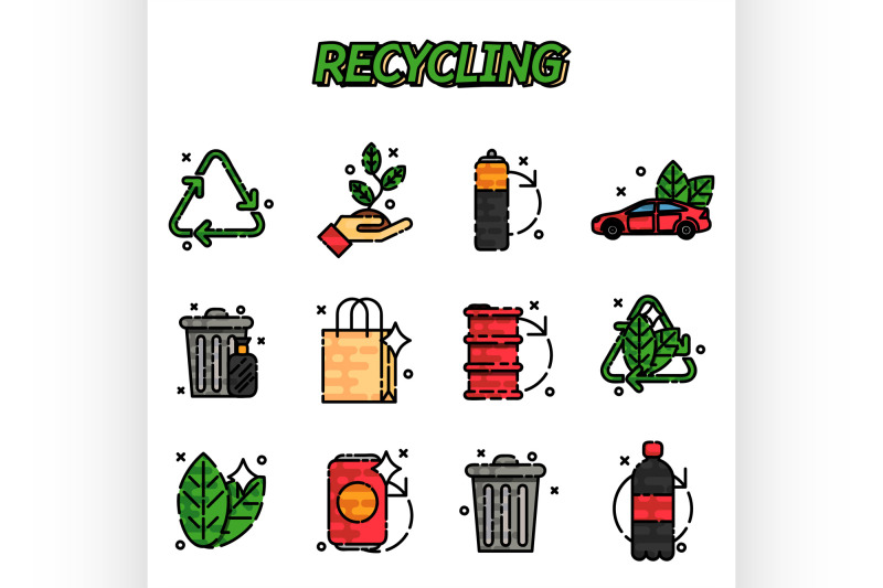recycling-flat-icons-set