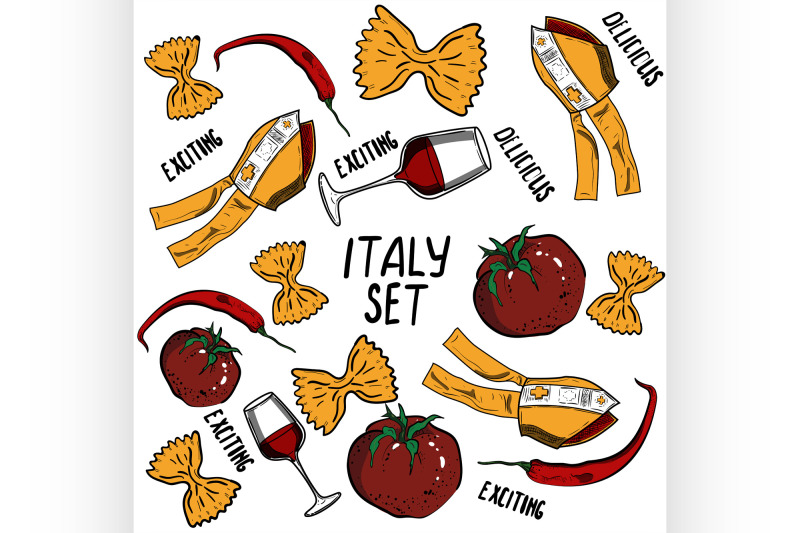 hand-drawn-set-of-italy