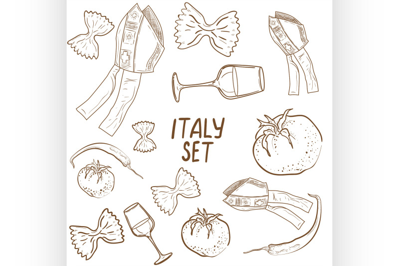 hand-drawn-set-of-italy