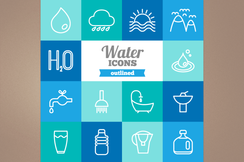 outlined-water-icons